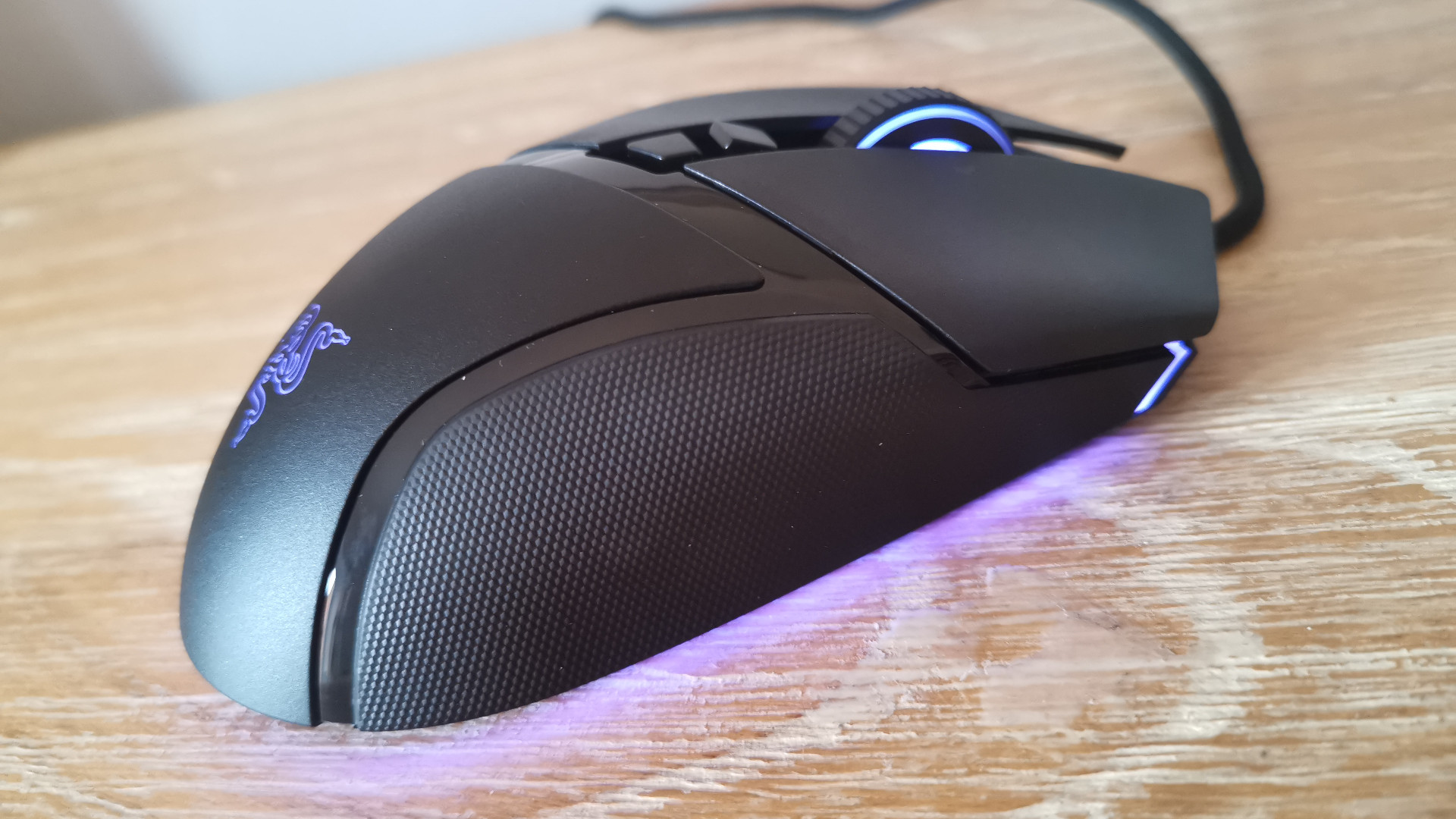 A side shot showing the RGB underlighting of the Razer Basilisk V3
