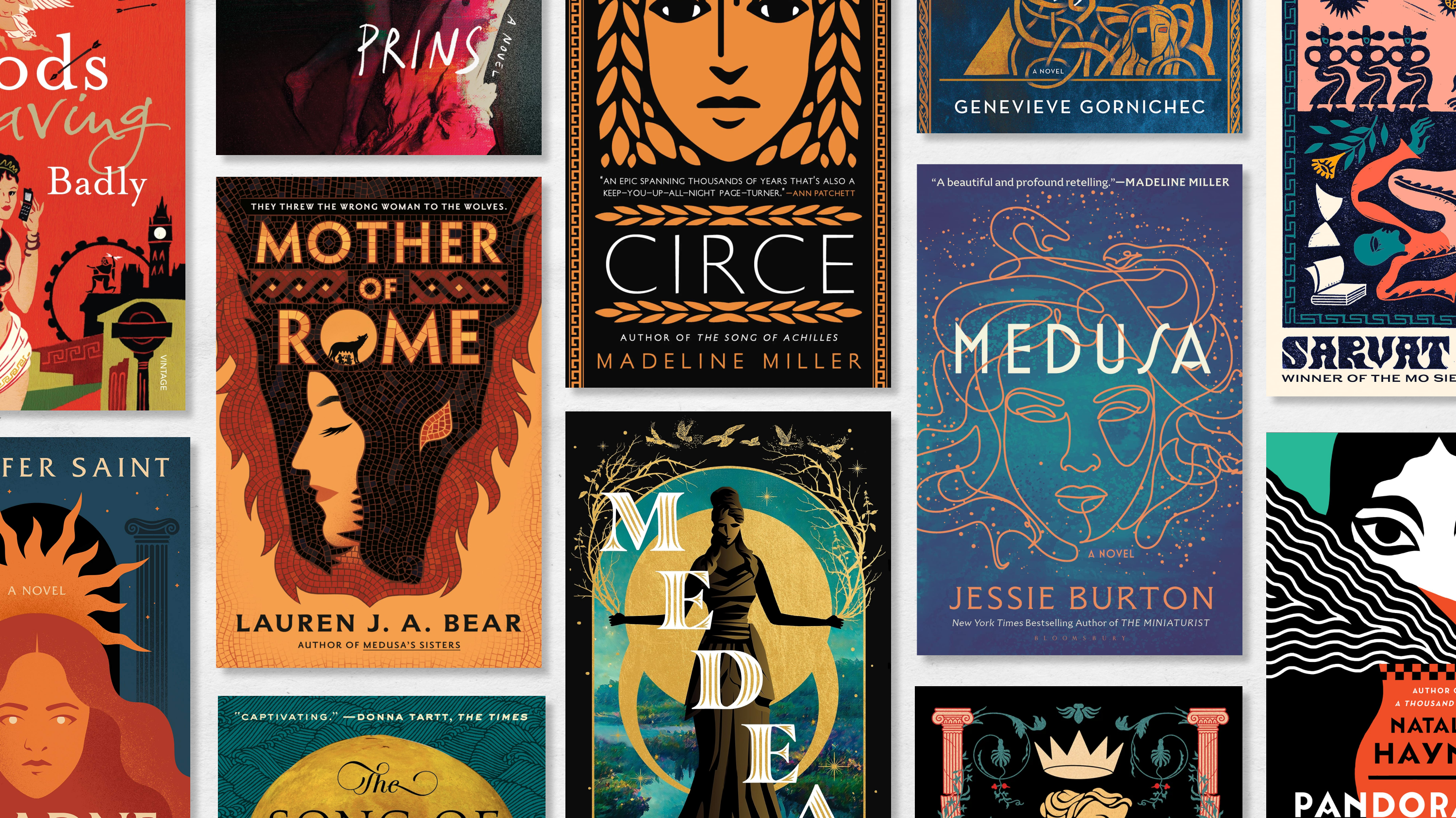 a collage of book covers of the best books about greek mythology including circe medea and other books