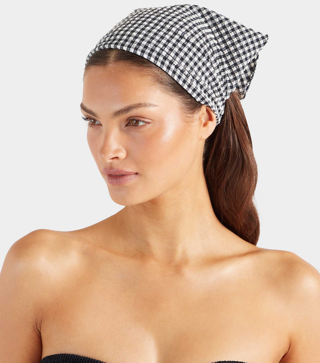 Sofia Gingham Headscarf - Black Gingham