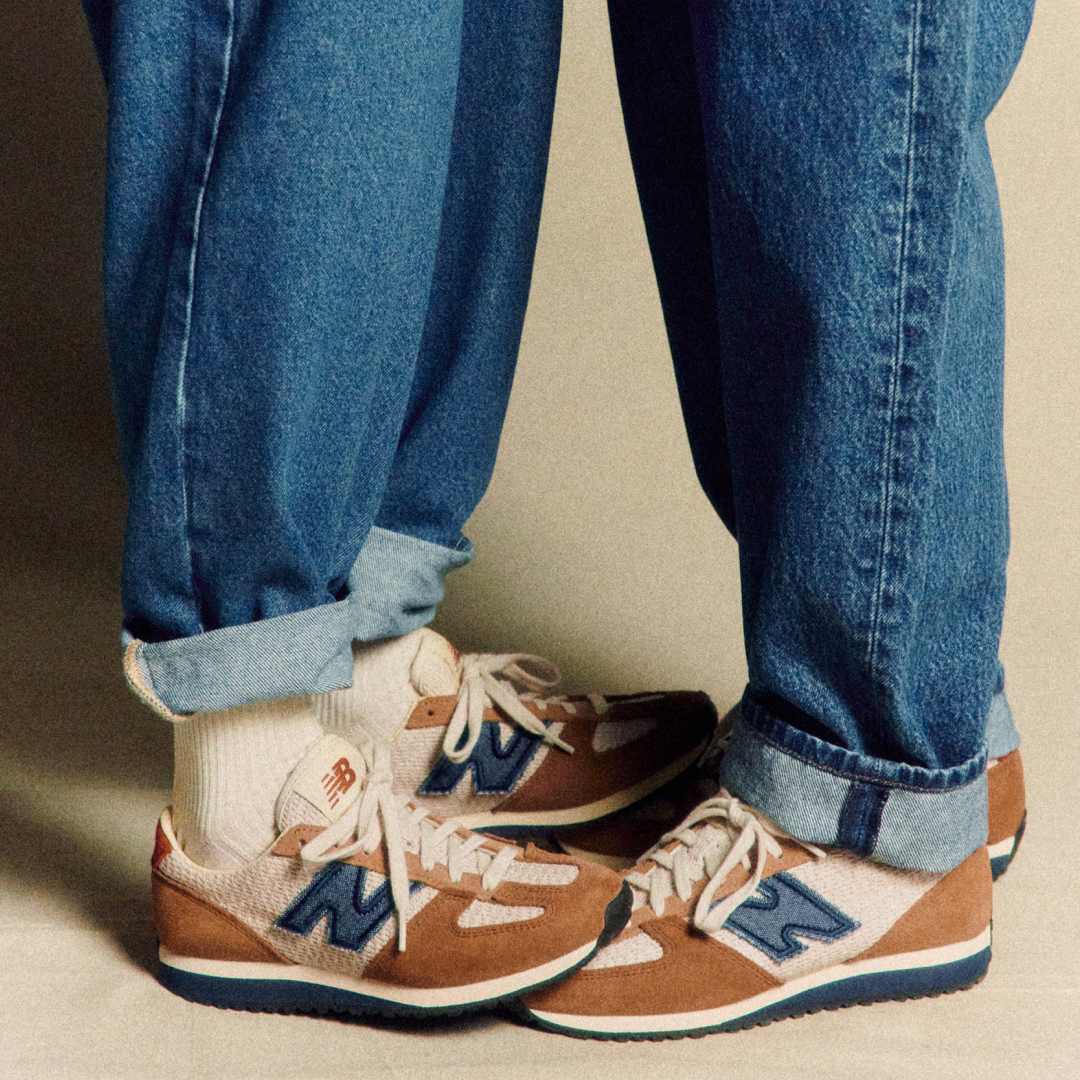 two models wearing sezane for new balance sneakers