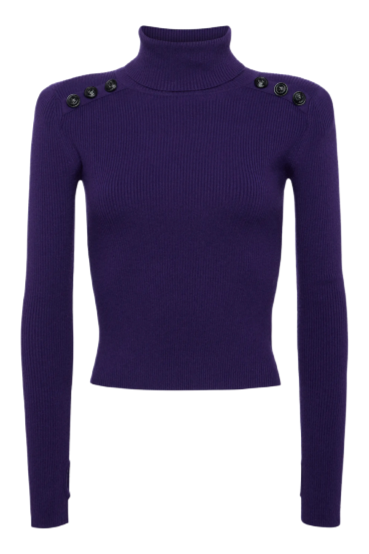 L&#039;Agence Reeves Ribbed Button-Detail Turtleneck