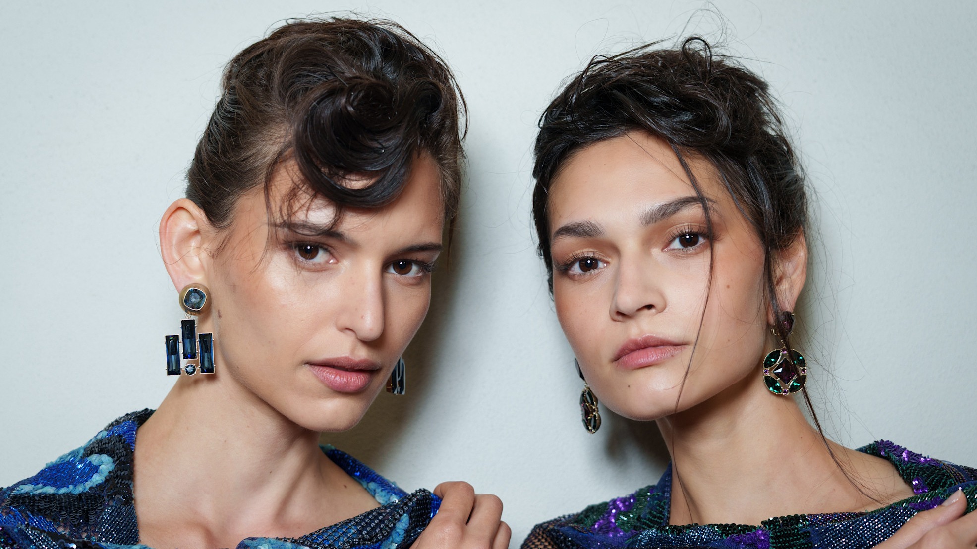 two models for giorgio armani wearing soft girl makeup