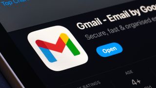 A closeup of the Gmail App Store listing on iPhone 