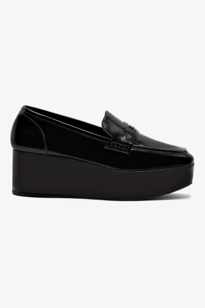 Larroud&amp;eacute;, Suki Flatform Loafer in Black Box Leather