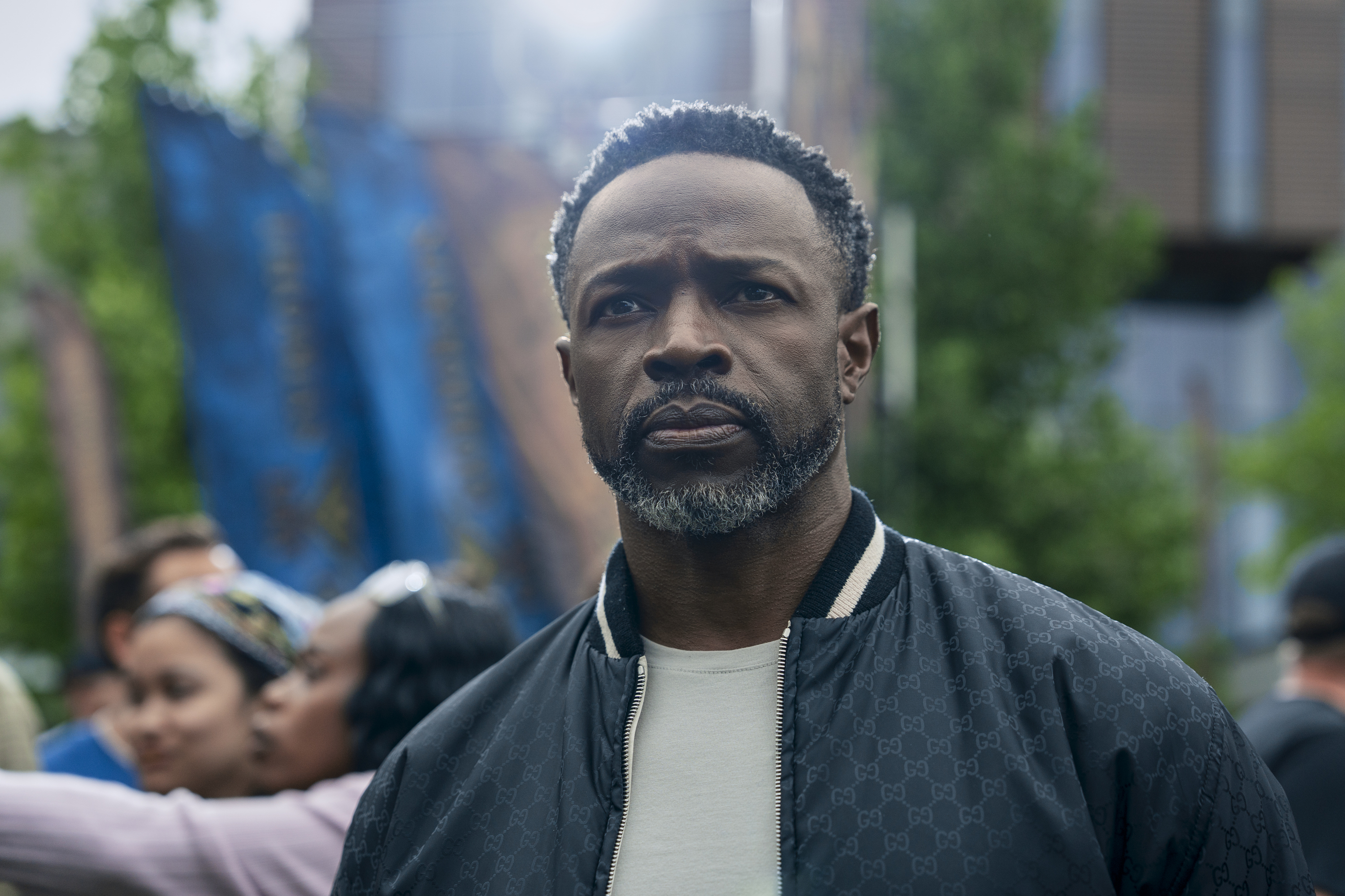 Sean Patrick Thomas as polarity wearing a bomber jacket in 'Gen V' season 2