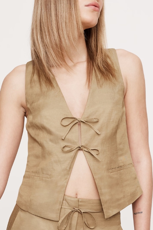 Viscose-Linen Tie Vest