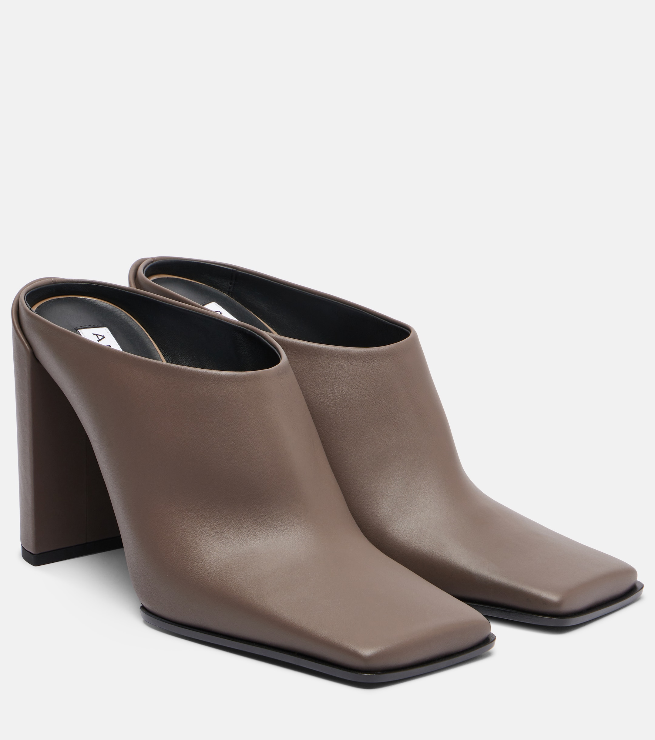 alaia square toe leather mules