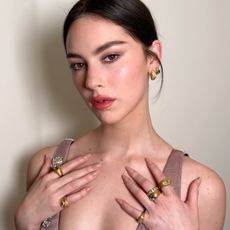 Gracie Abrams in nude nail polish