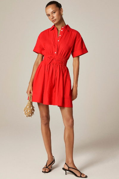 J.Crew, Elena Mini Shirtdress in Striped Cotton Poplin