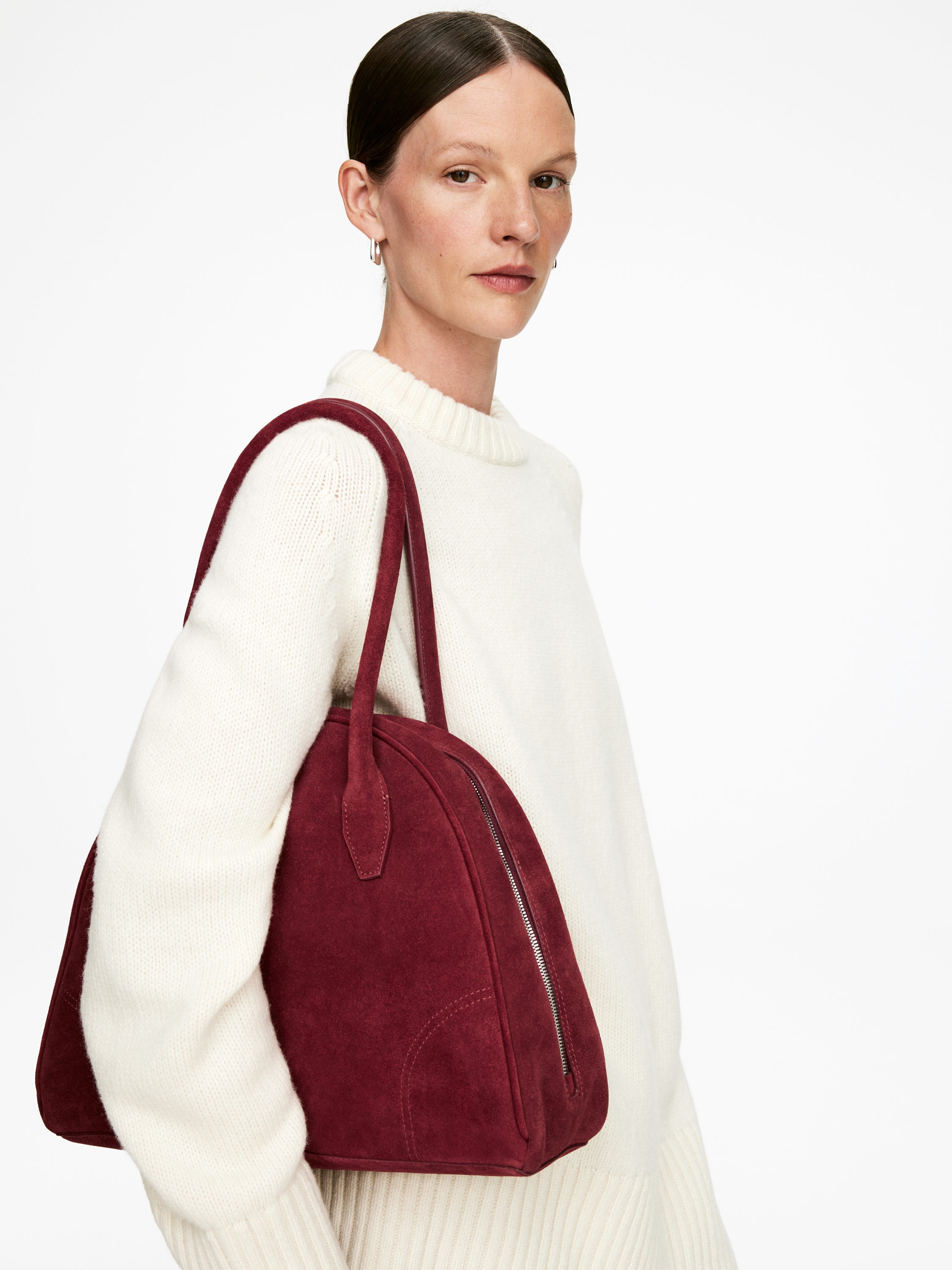 Suede Bowling Bag – Dark Red – Women – Arket Gb