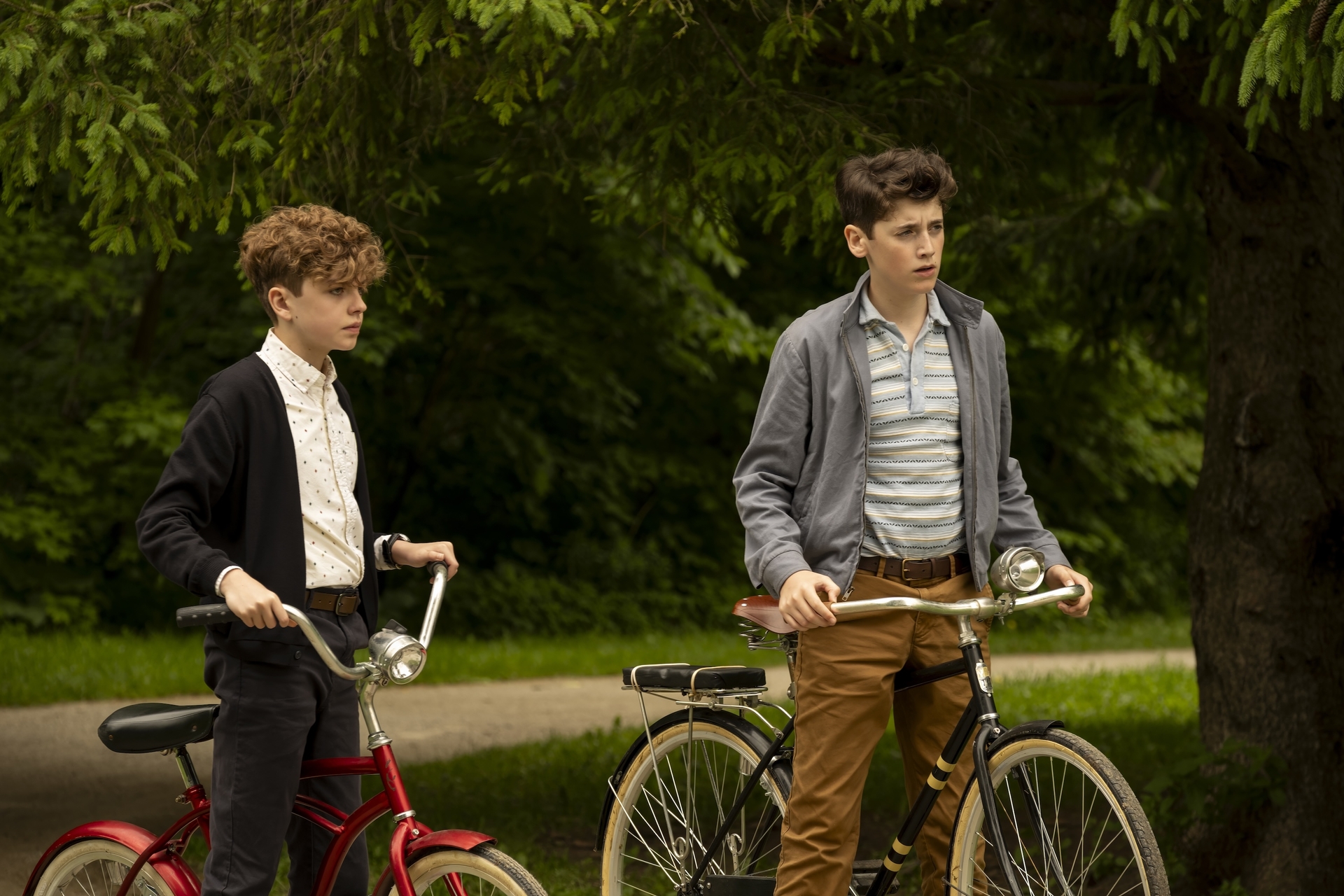 Mikkal Karim-Fidler and Jack Molloy Legault in 'It: Welcome to Derry.'