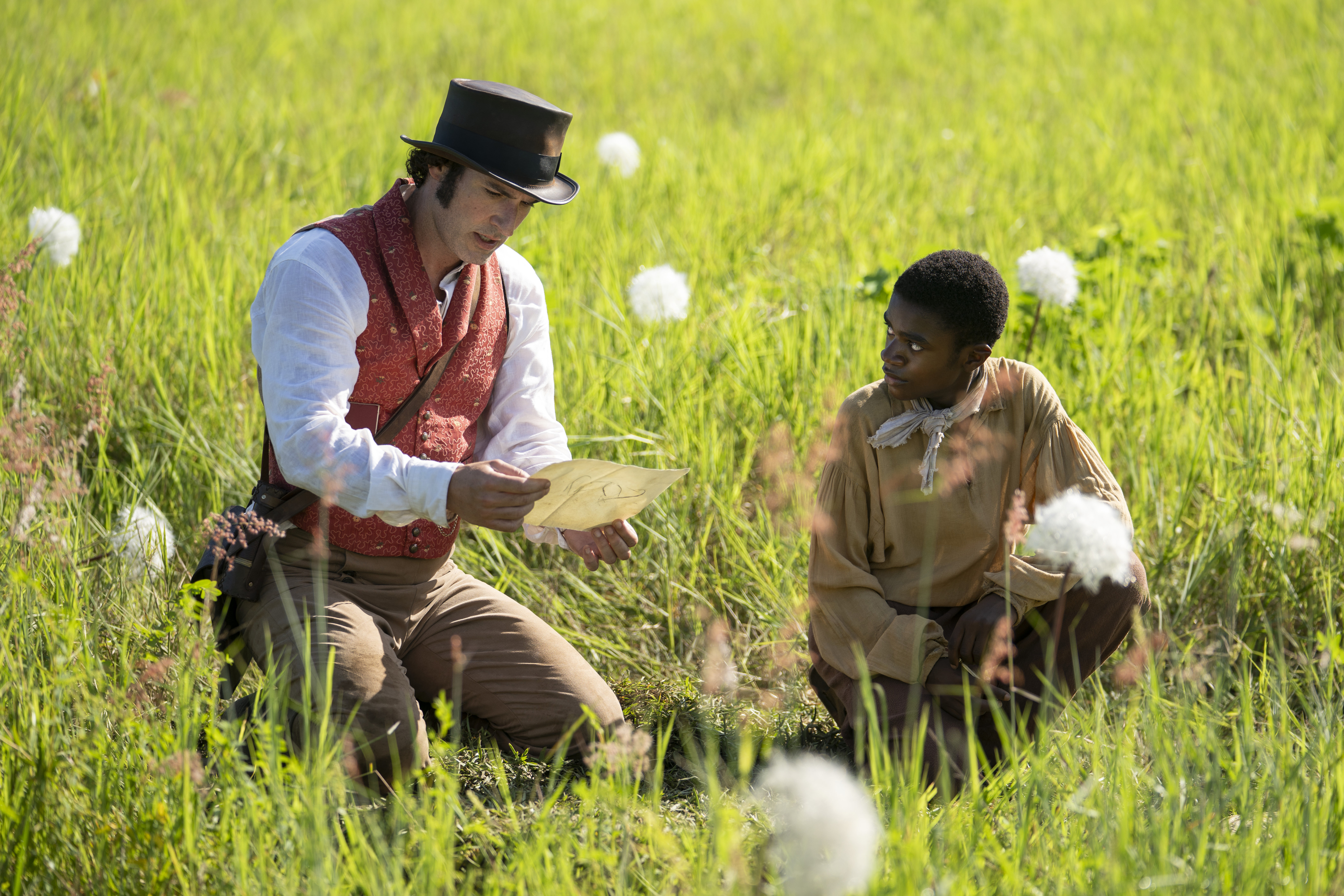 Tom Ellis as Titch and Eddie Karanja as Wash, in &#039;Washington Black.&#039;