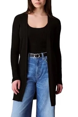 Calvin Klein, Women's Smooth Cotton Rib Sweater Duster Black (Was $75) 