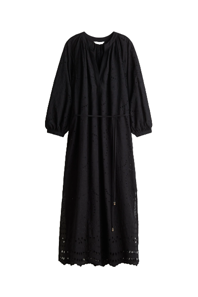 H&amp;amp;M, Eyelet-Embroidered Dress With Tie Belt