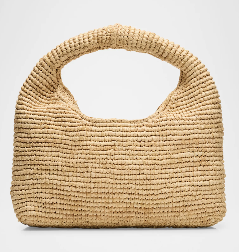 Manebi, Half Moon Raffia Top-Handle Bag