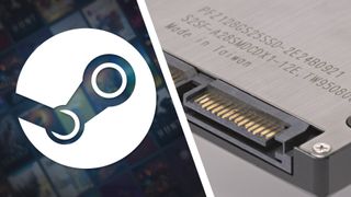 Logo of Steam and an SSD