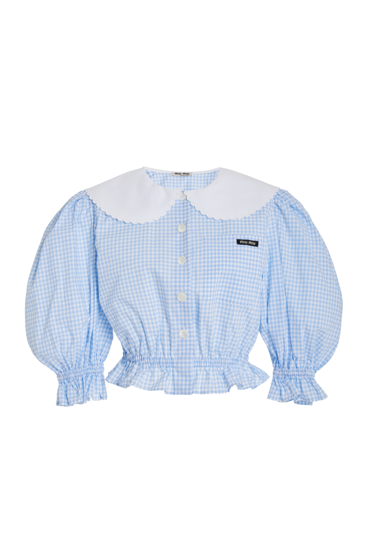 Miu Miu Collared Gingham Cotton Crop Top