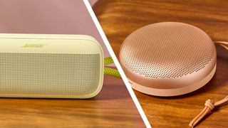 Bose SoundLink Plus beside the Bang & Olufsen Beosound A1 3rd Gen