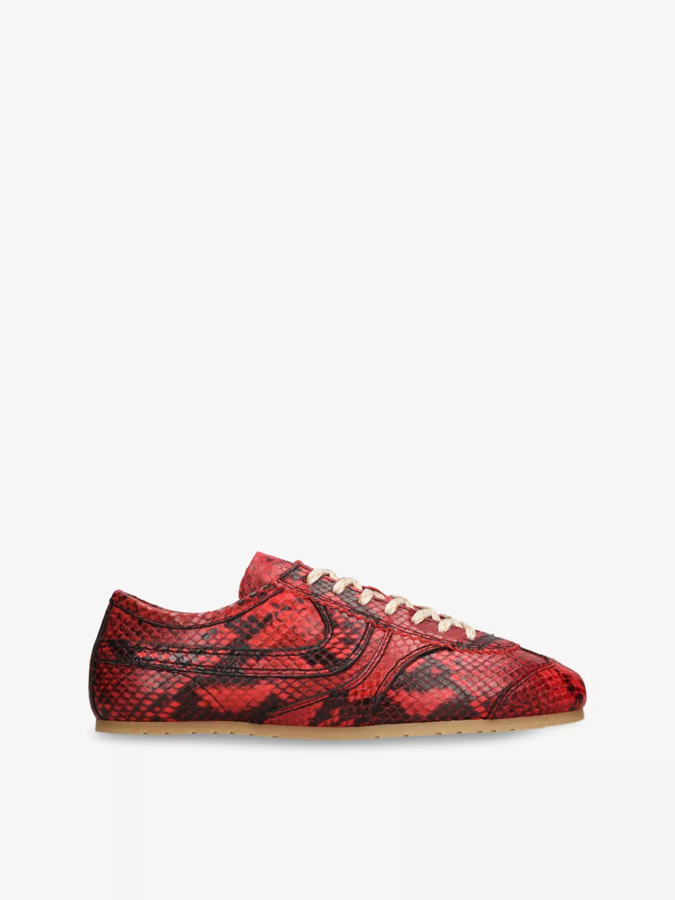 Dustin Snake-Print Leather Low-Top Trainers