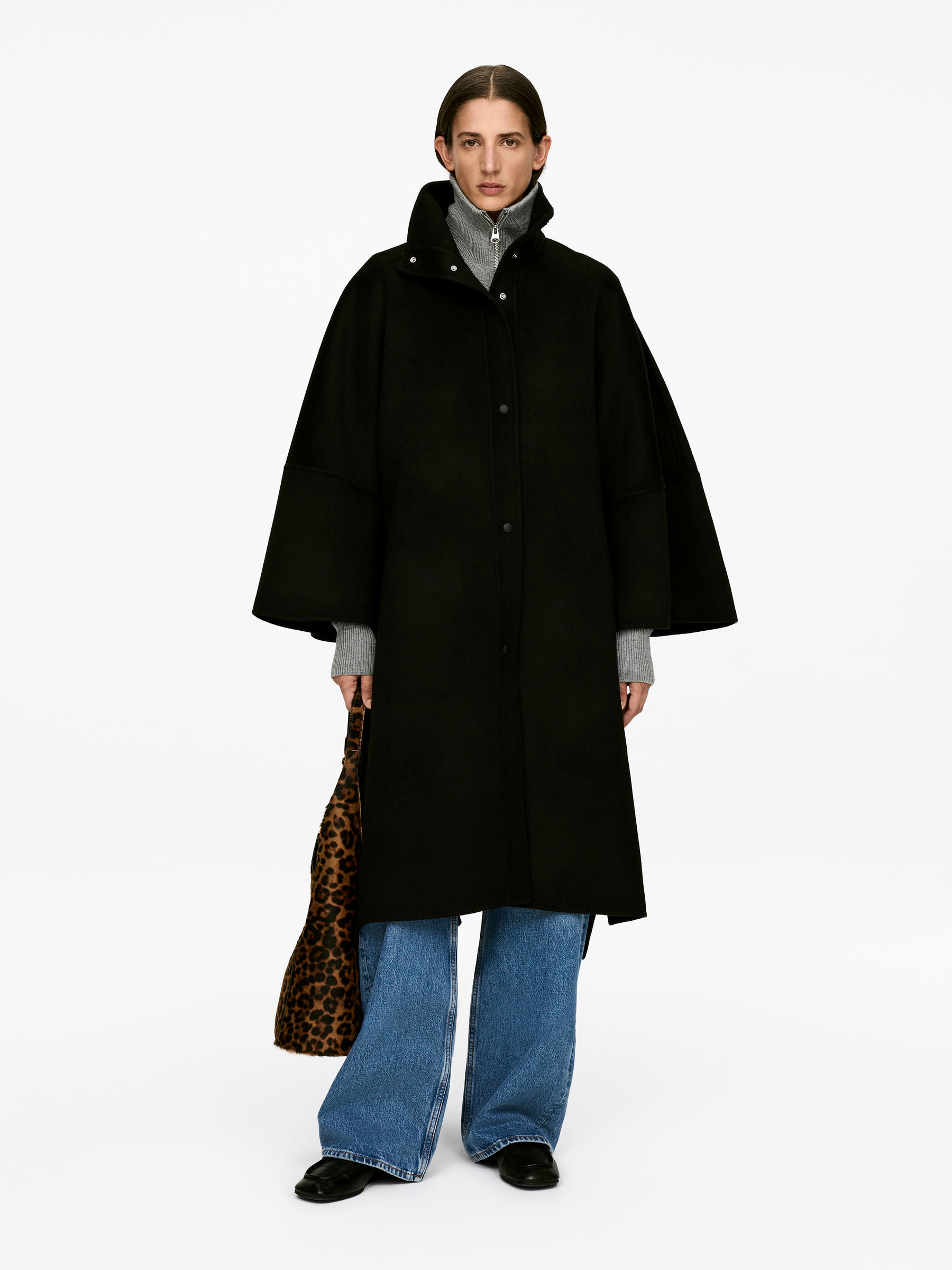 Doubl&amp;eacute; Wool-Blend Cape &amp;ndash; Black &amp;ndash; Women &amp;ndash; Arket Gb