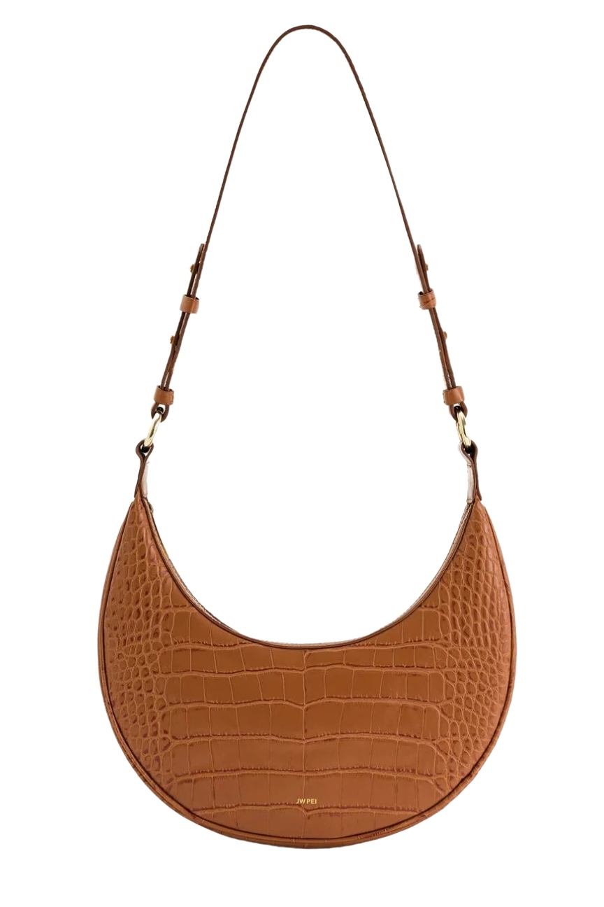 Carly Croc Embossed Faux Leather Shoulder Bag