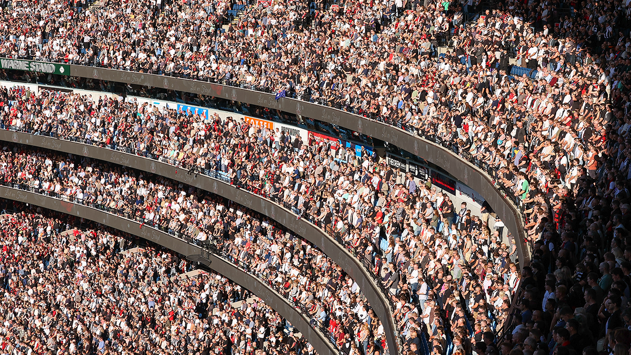 Fully packed stands in a large stadium