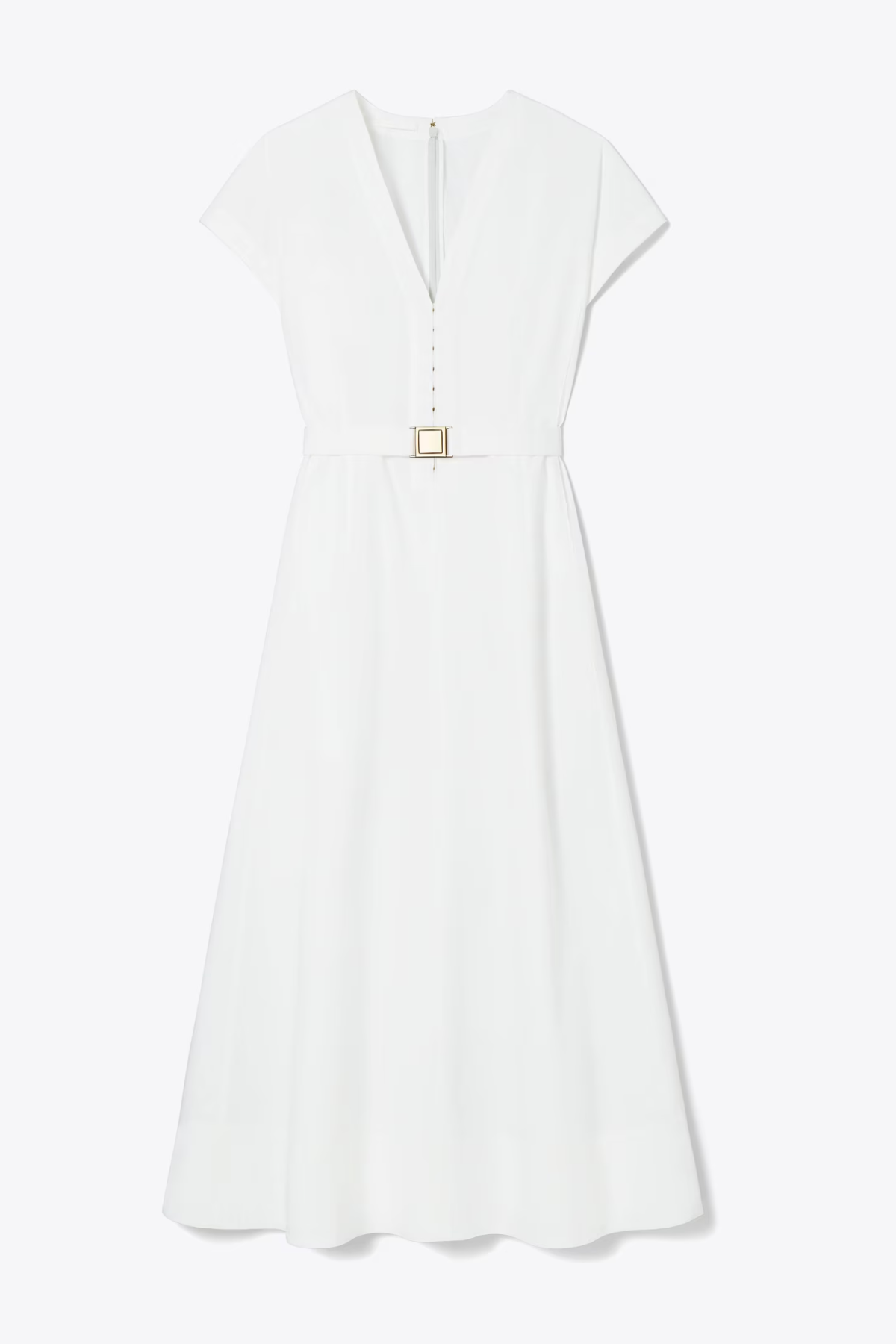 Tory Burch WAISTED V-NECK POPLIN DRESS
