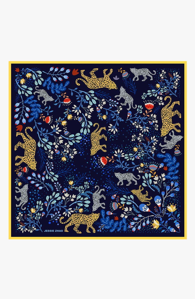 Silk Bandana of Amazon Rainforest Journey in Blue