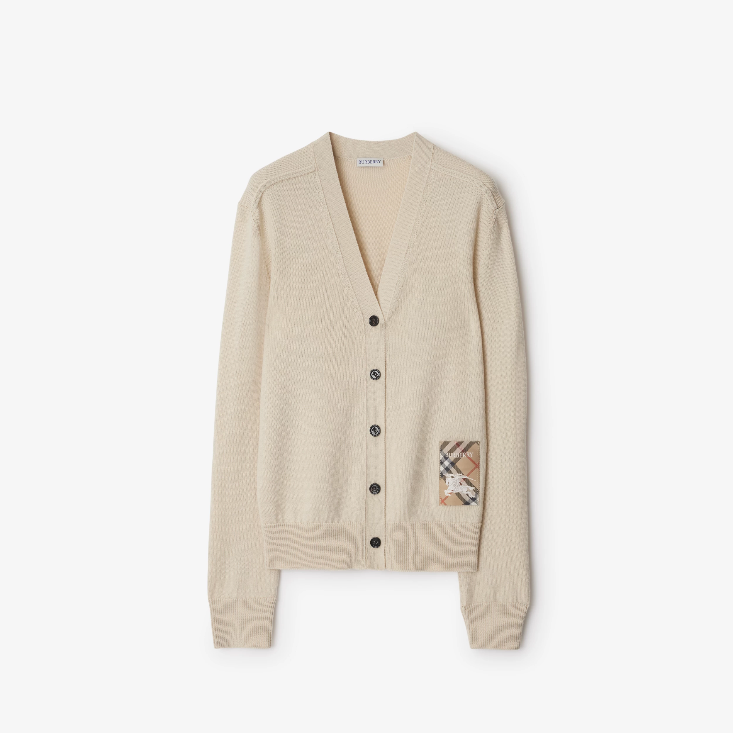 Check Label Wool Cardigan in Nutmeg - Women | Burberry&amp;reg; Official