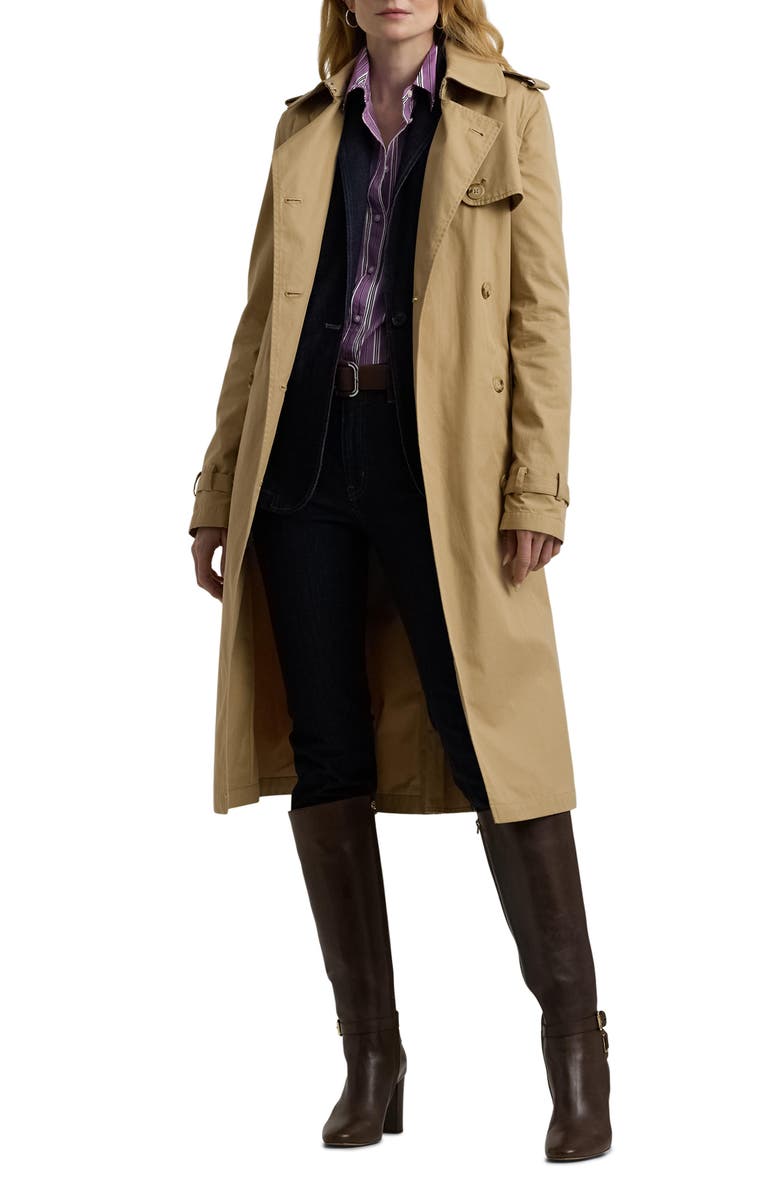 Water Repellent Belted Twill Trench Trench Coat