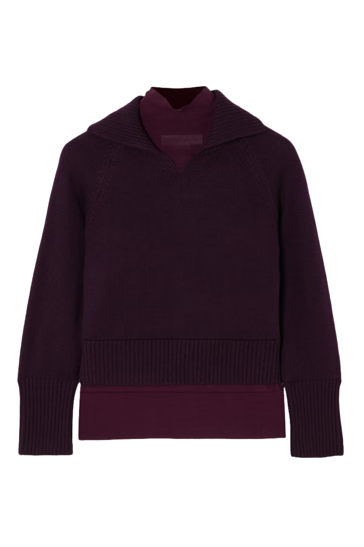 Victoria Beckham Layered Wool-Blend and Cotton-Blend Turtleneck Sweater