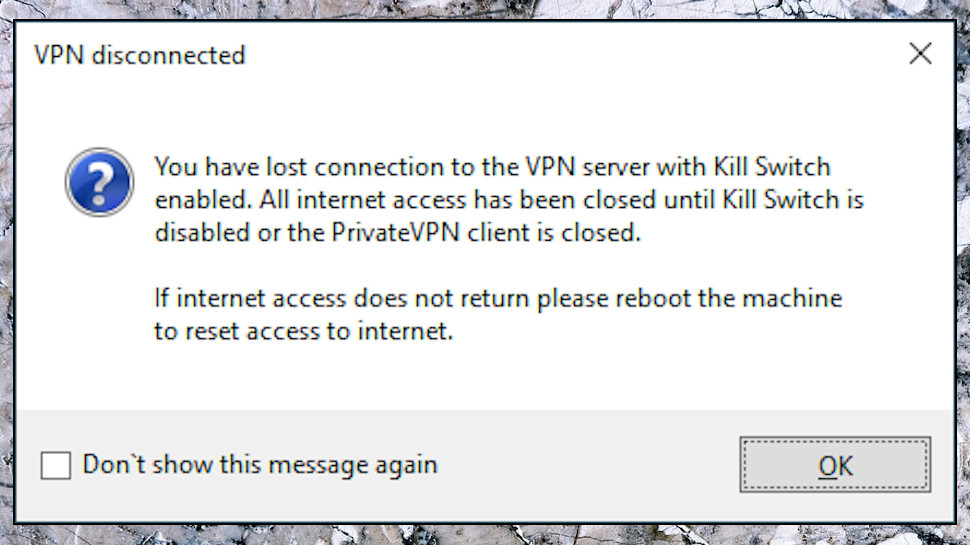 PrivateVPN Kill Switch Alert