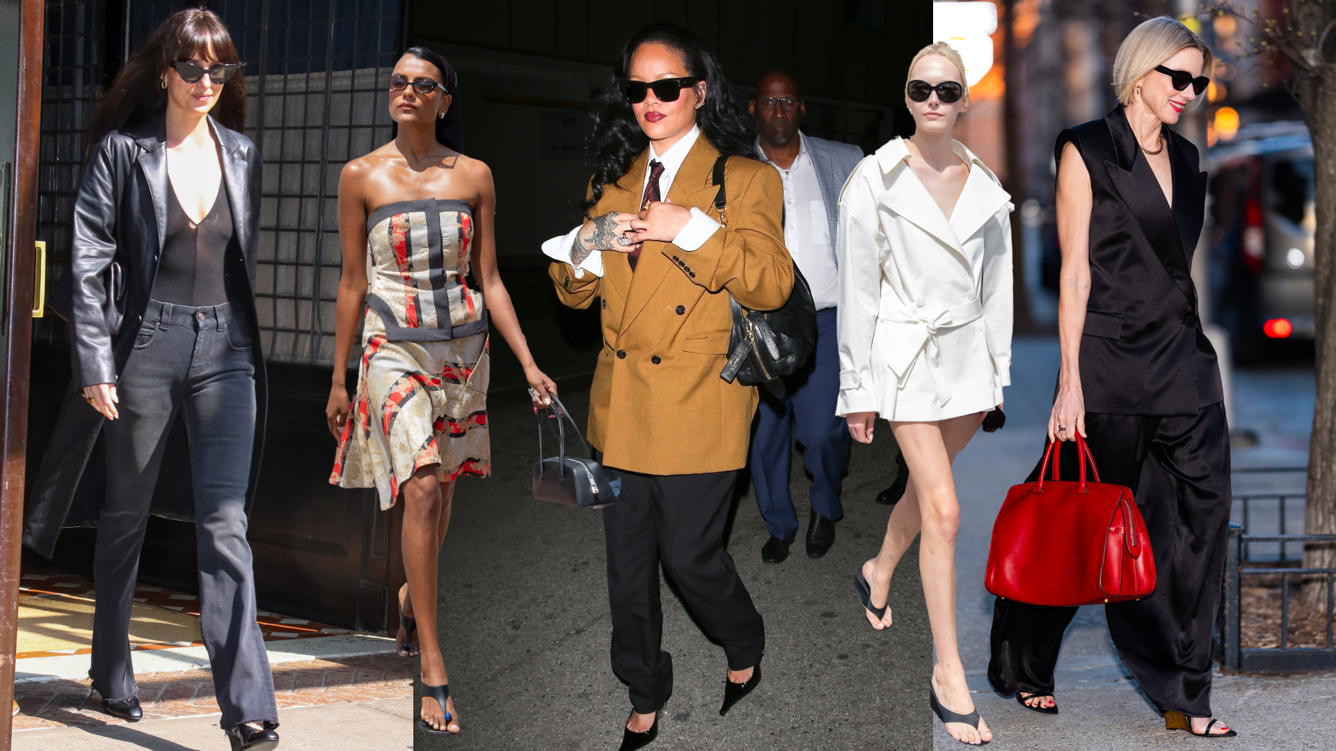 celebrities wearing wedges in a collage