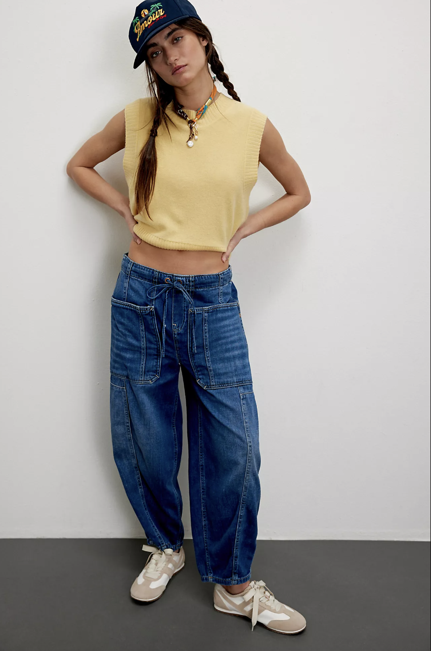 Free People, Silverton Pull-On Barrel Jeans