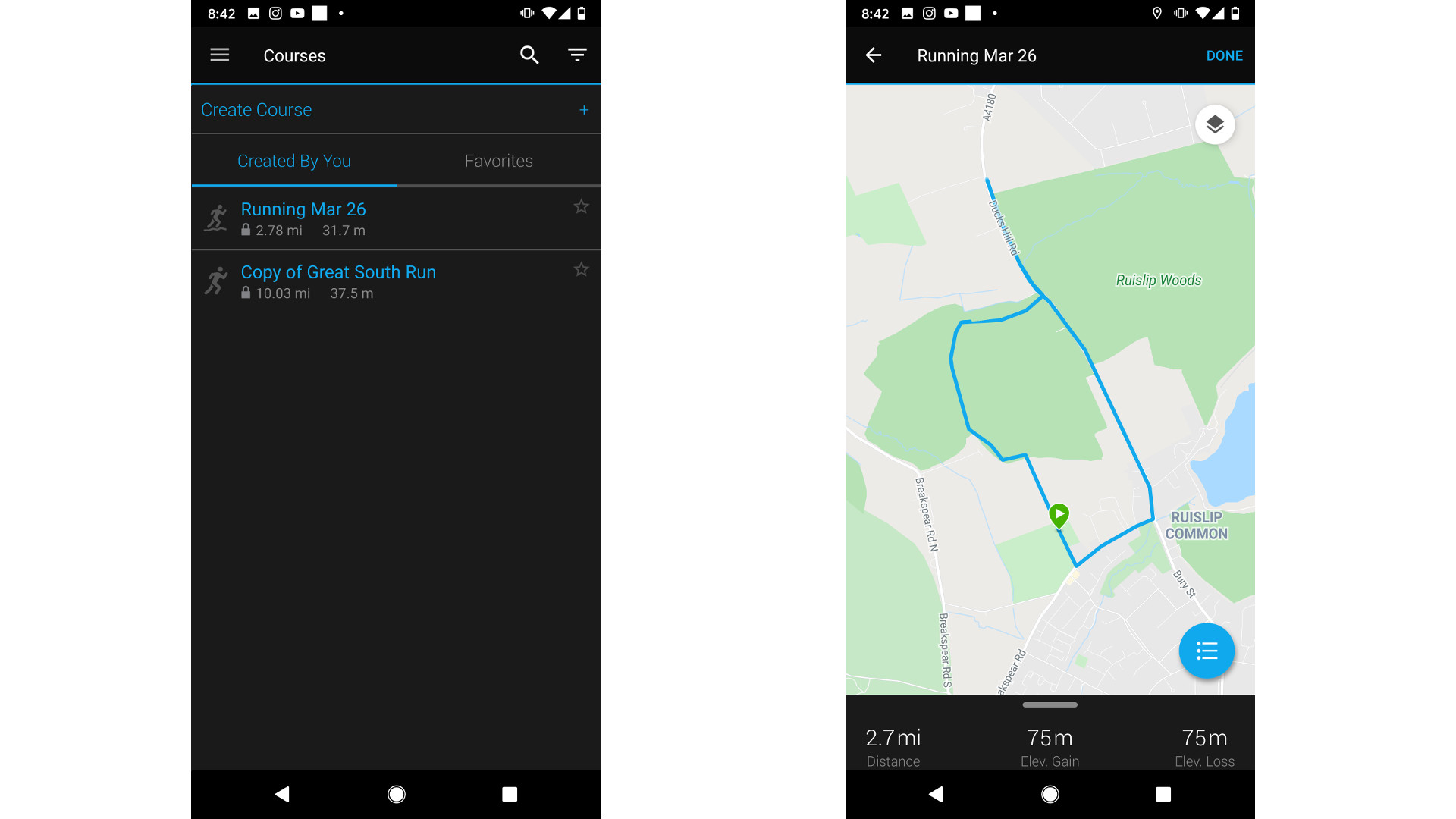 Creating a course in Garmin Connect
