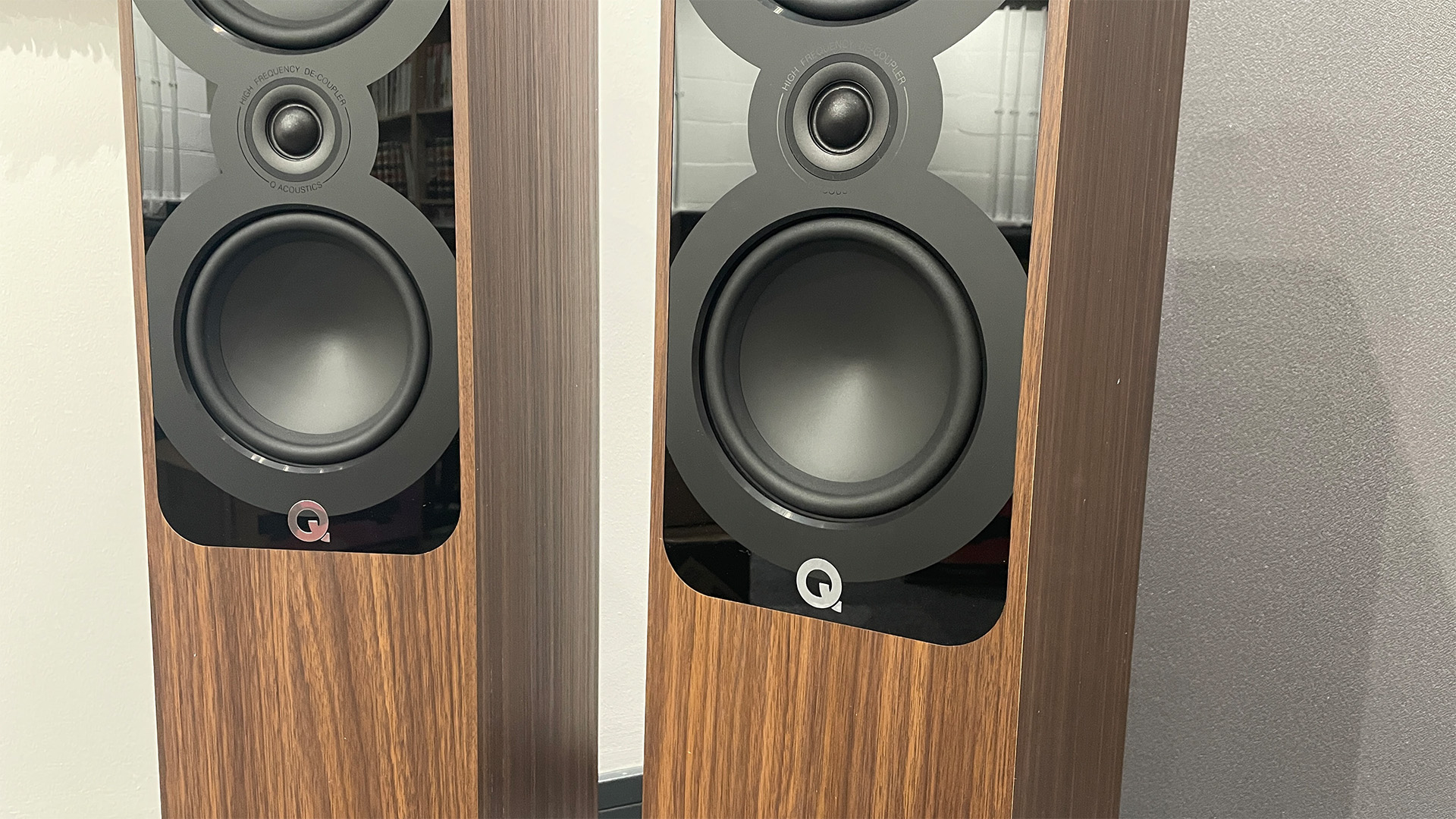 Q Acoustics 5050 floorstanding speakers from front detail of drive units