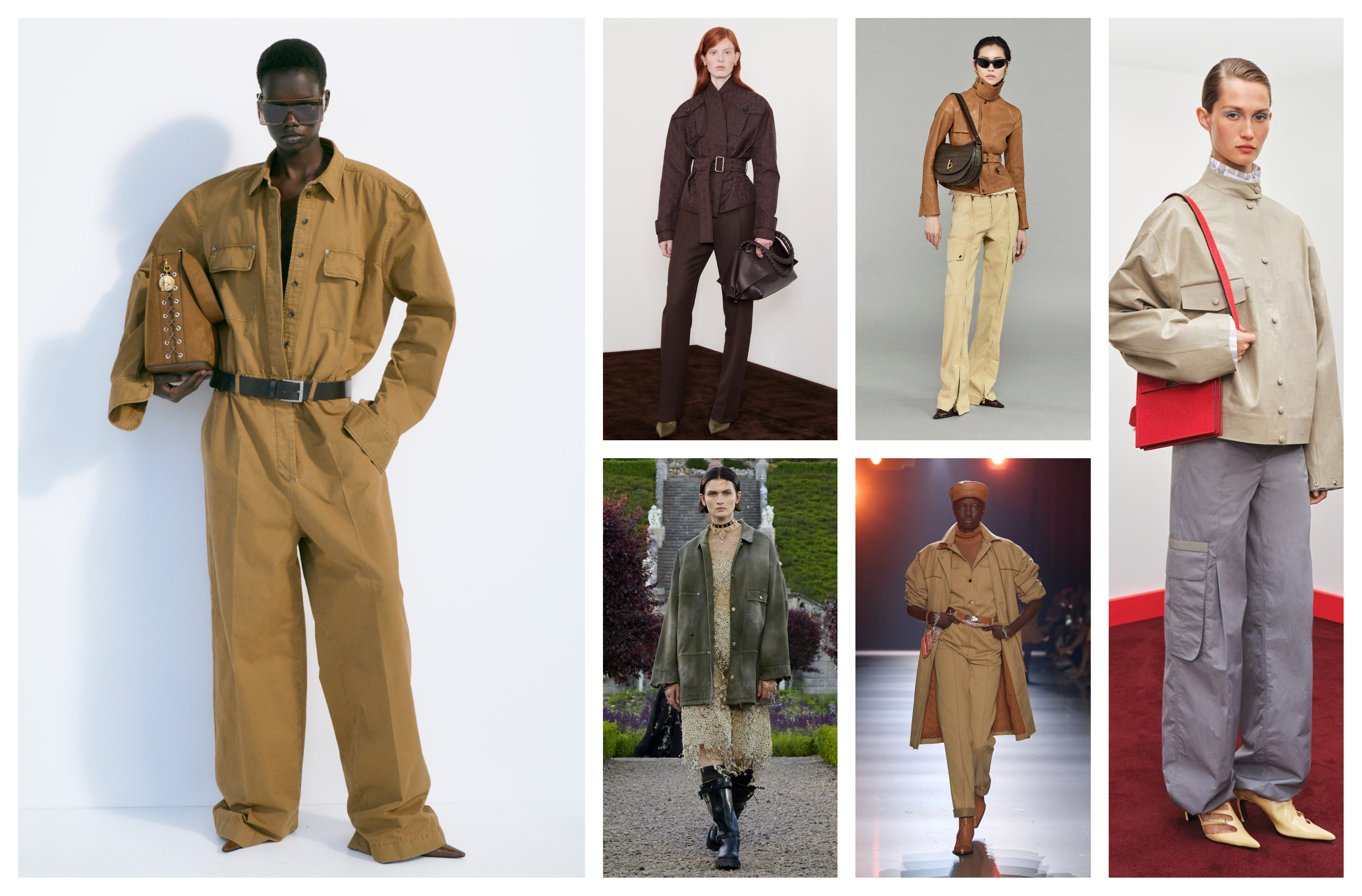 The utility winter 2025 trend seen at Stella McCartney, Ferragamo, Burberry, Christian Dior, Herm&amp;egrave;s, and Tory Burch
