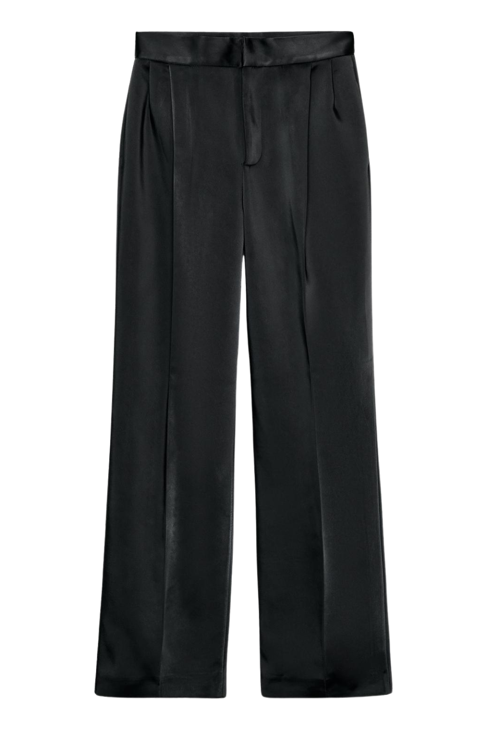 Satin High-Waist Pleated Trousers