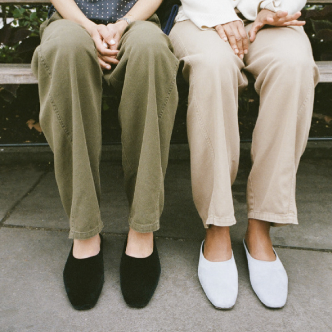 two models wearing the alex mill x margaux shoe collaboration
