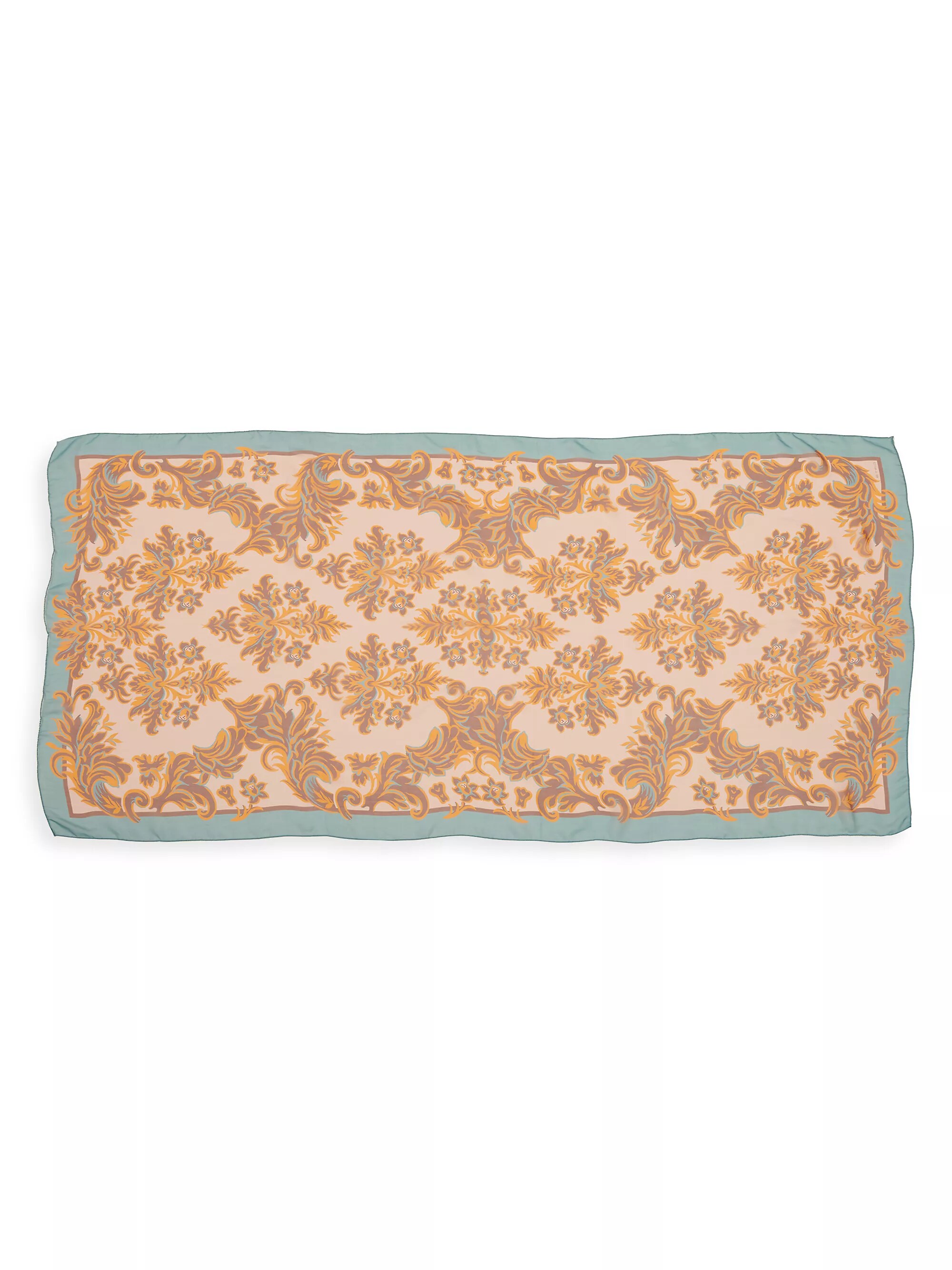 Geometric Floral Silk Scarf