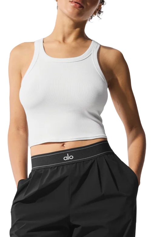 Goddess Ribbed Go-To Tank - White