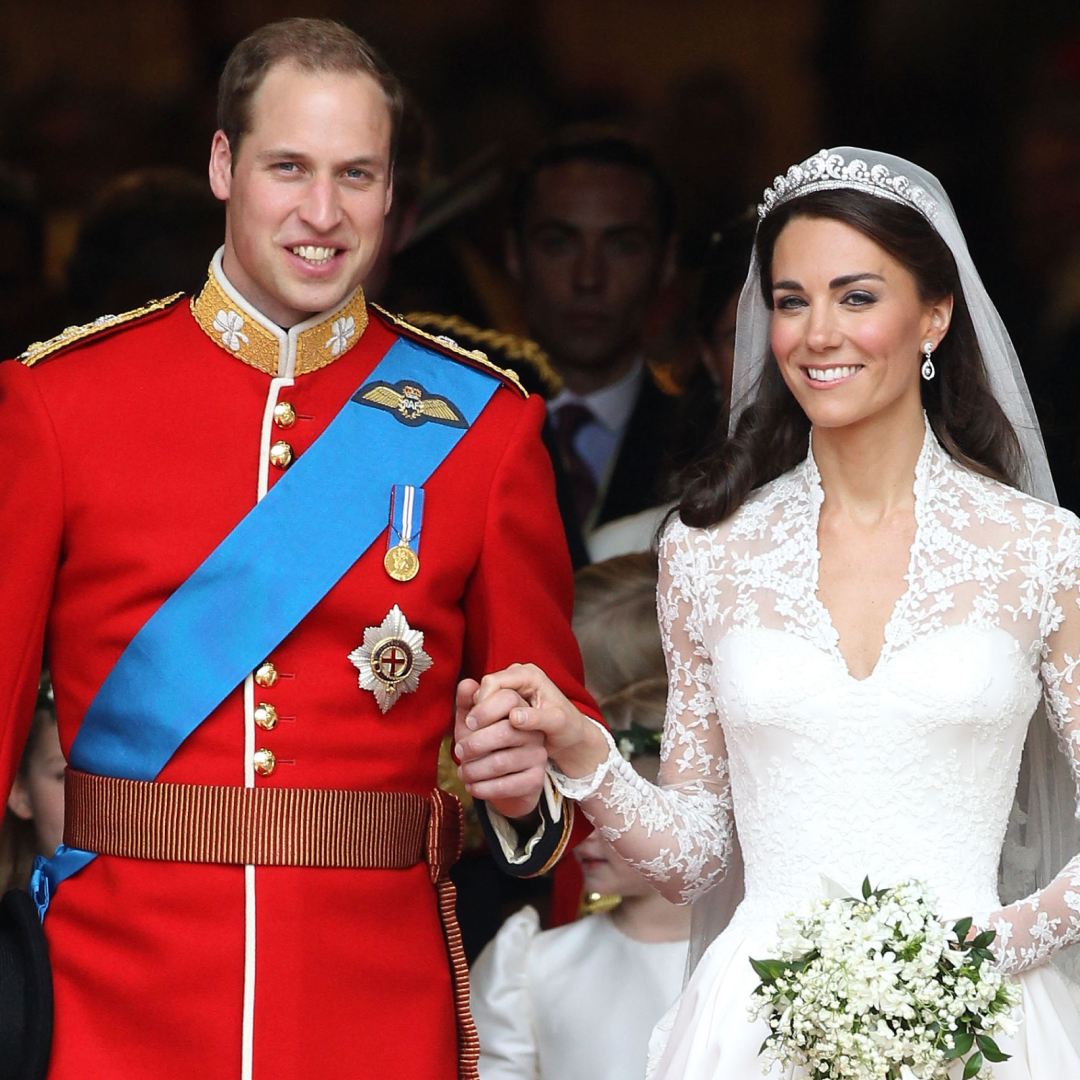 Prince William and Kate Middleton on their wedding day
