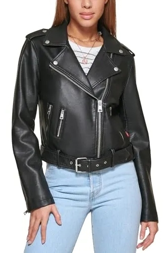 Levi's, Women Faux Leather Belted Motorcycle Jacket (Was $90) 