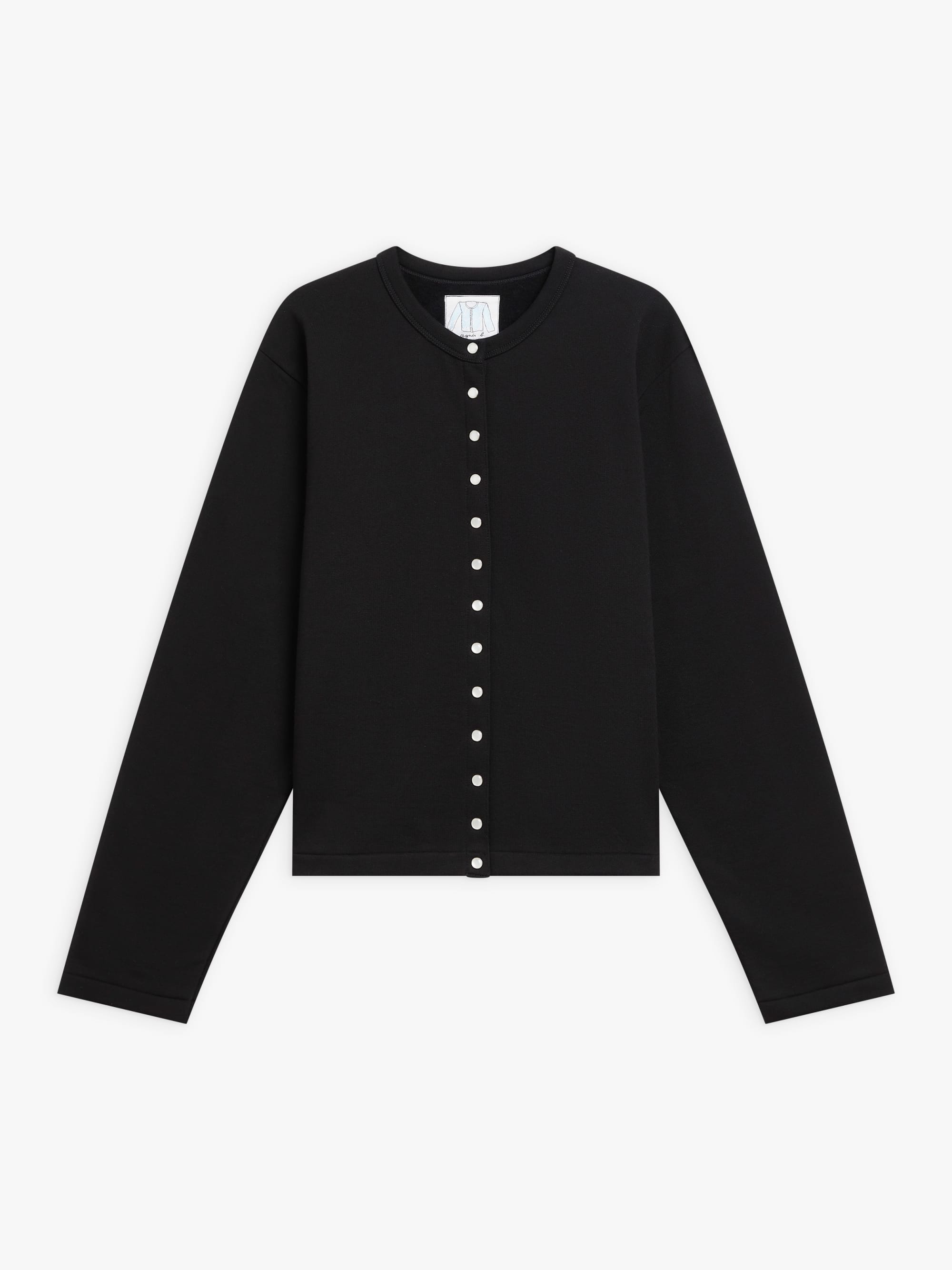 Black Organic Cotton Le Classique Snap Cardigan