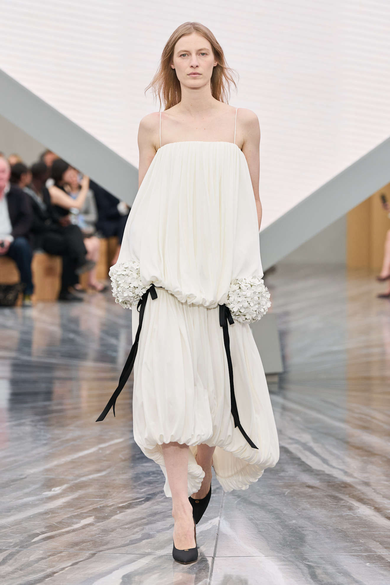A model wore Monica Barbaro's bubble-hem Dior on the Spring 2026 runway