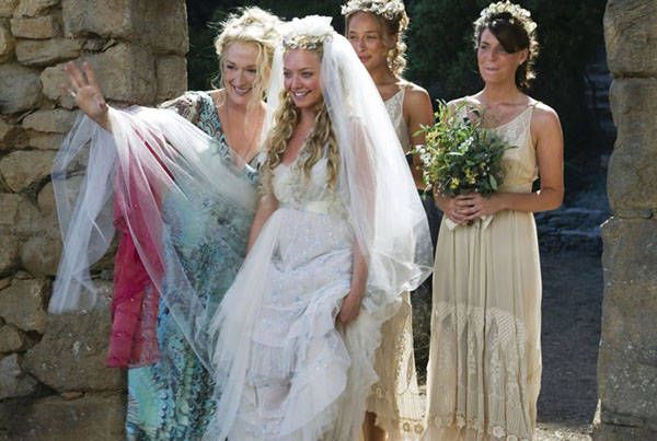 sophie walking down the aisle with her mom and bridesmaids in &amp;lsquo;Mamma Mia!&amp;rsquo;