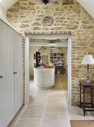 Stone flooring in a hallway