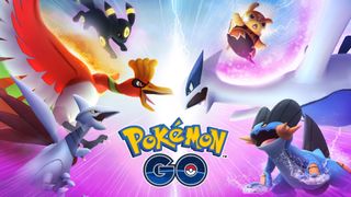 Pokémon Go pokémon surround the words 'Pokémon Go'