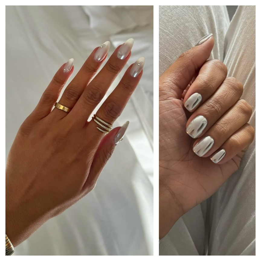 Iram Shelton chrome nails in a grid