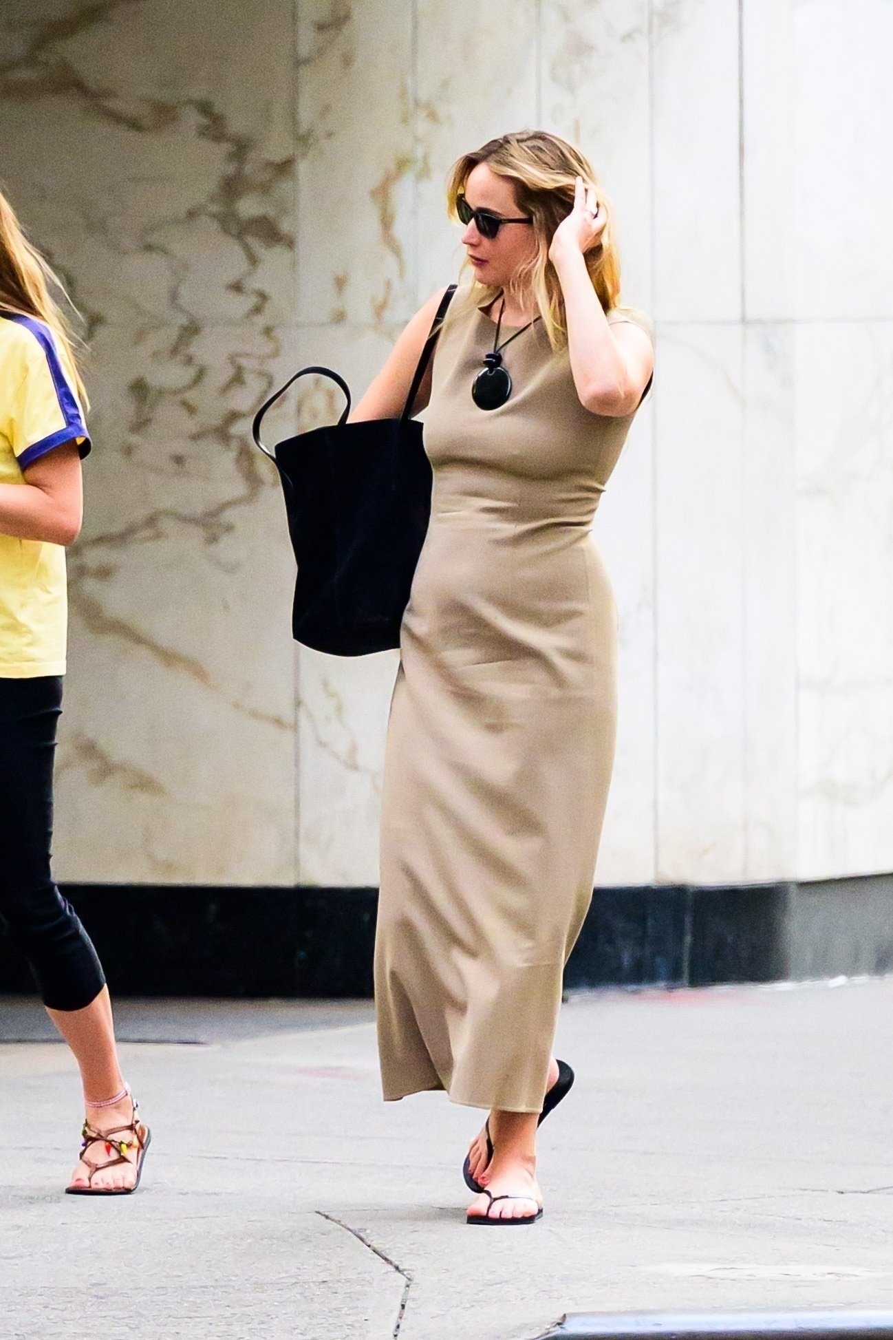 Jennifer Lawrence tapped into the cord necklace trend in NYC